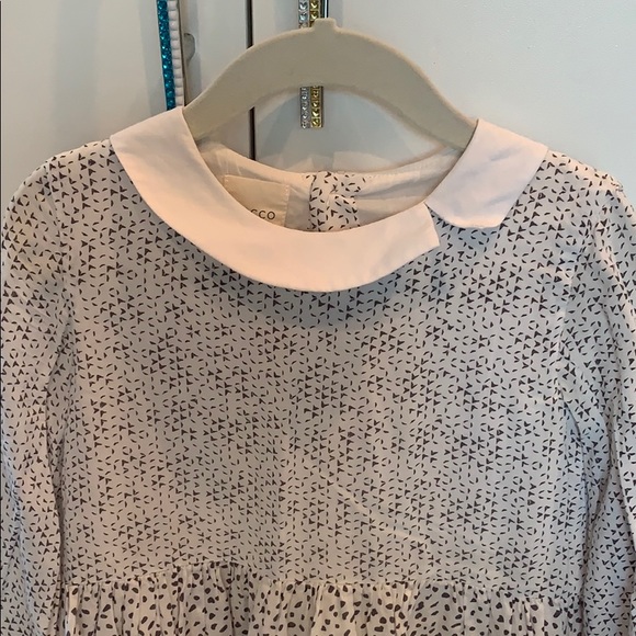 White Long Sleeve Collared Dress With Gray Specks - Picture 2 of 6